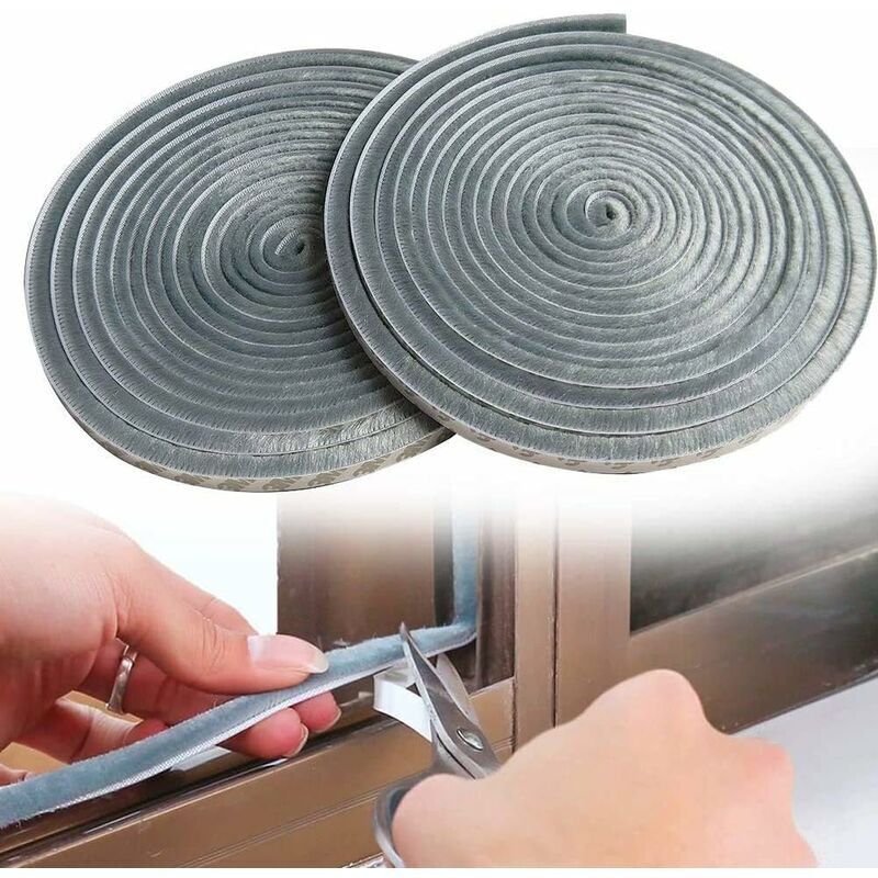 Zweiteiliges Dichtungsband Für Fenster Und Türen Mit Oberer Naht, Winddicht Und Wärmeisolierend, 0,90–0,9 Cm Breit, 5 M Lang, Grau