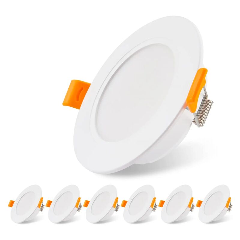 Set Mit 6 Led-einbaustrahlern, 5 W, 3000 K – Ultraflach, 230 V – Ip54, Für Bad, Küche, Wohnzimmer – 75 Mm Einbauöffnung
