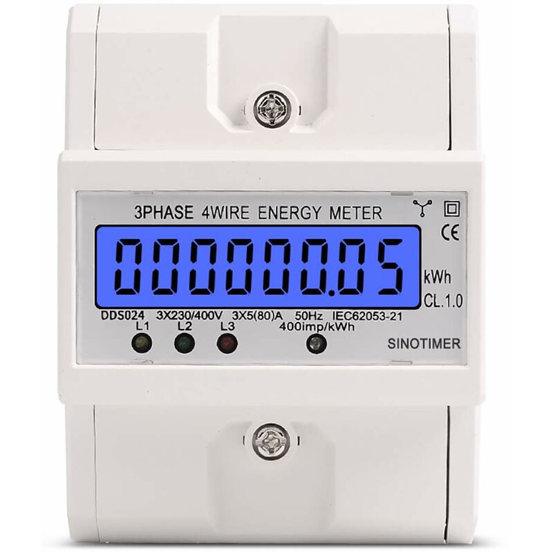Energiezähler, Digitaler Elektronischer Lcd-energiezähler Kwh Auf Din-schiene, Dreiphasig, 4-adrig, 80 A Npterbl