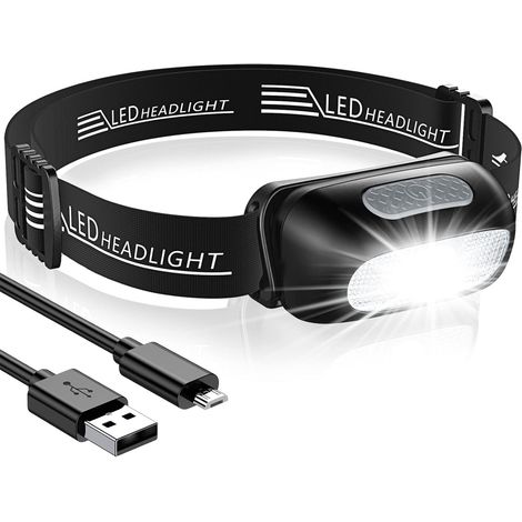 – Wiederaufladbare Led-stirnlampe, 200 Lumen – Wasserdicht Nach Ipx4 – 5 Leuchtmodi – Bis Zu 12 Stunden Akkulaufzeit – Ultraleicht (45 G)