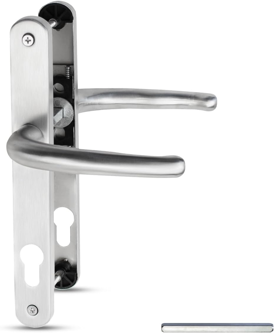 1 Satz Türgriffe Aus Satiniertem Nickel, Gefertigt Aus Edelstahl 304, 92 Mm Lochabstand, 210 Mm Abstand Zwischen Den Schraubenlöchern, 243 Mm Plattenlänge, Geeignet Für Außentüren