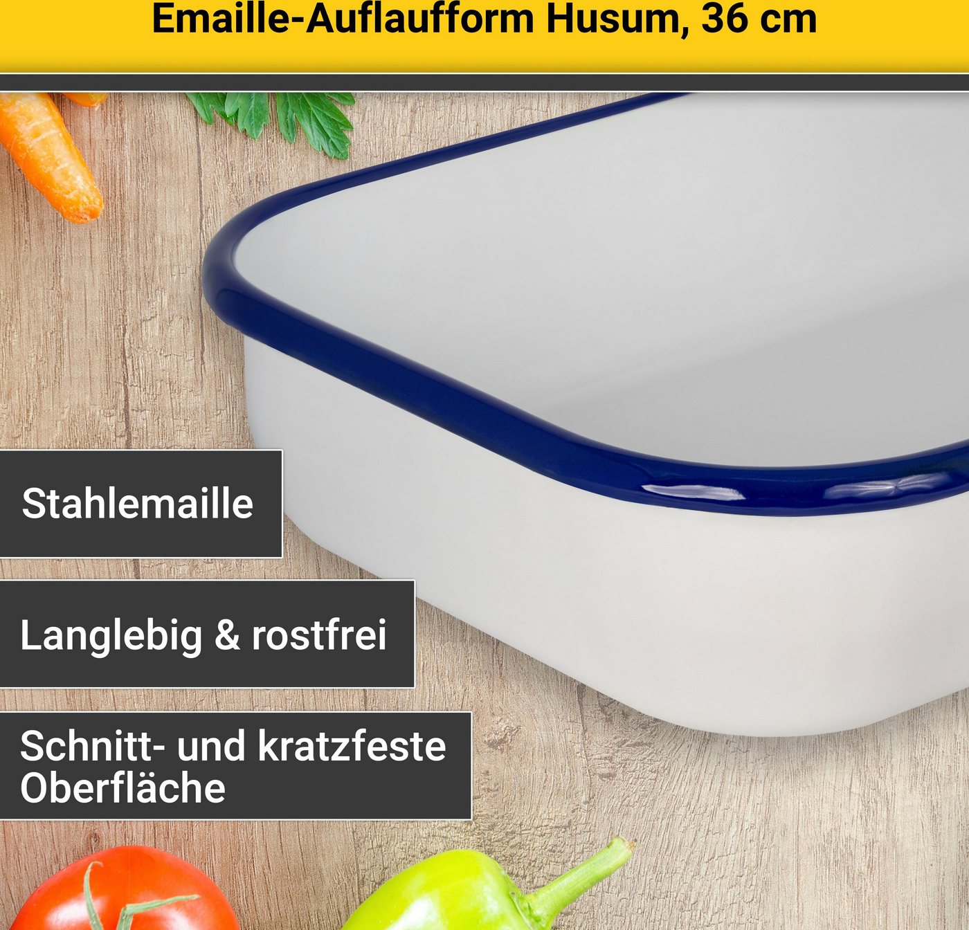 Auflaufform 'Husum' weiß 36 cm Emaillegeschirr