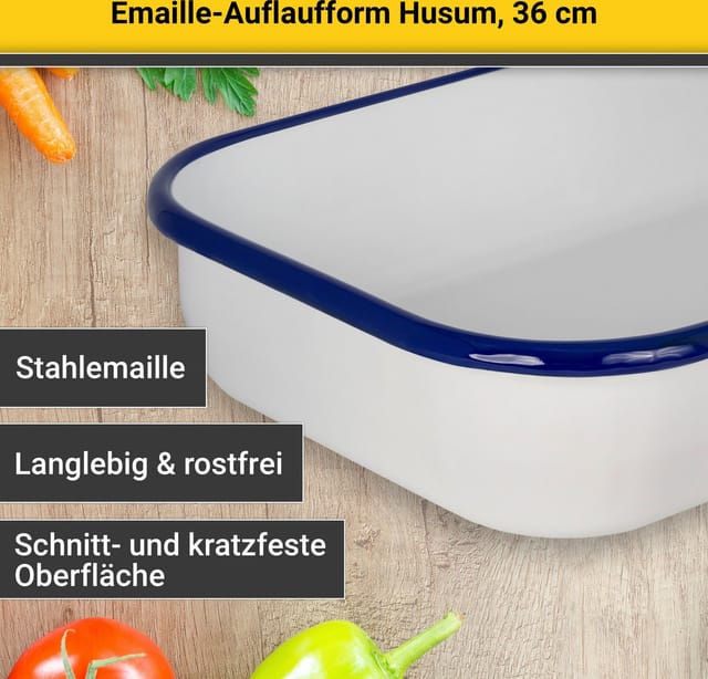 Auflaufform 'Husum' weiß 36 cm Emaillegeschirr