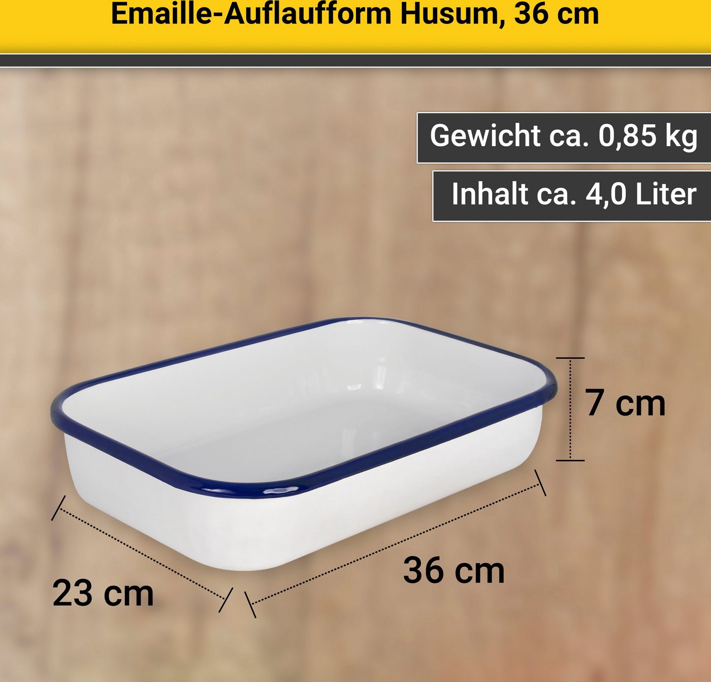 Auflaufform 'Husum' weiß 36 cm Emaillegeschirr Bild 2