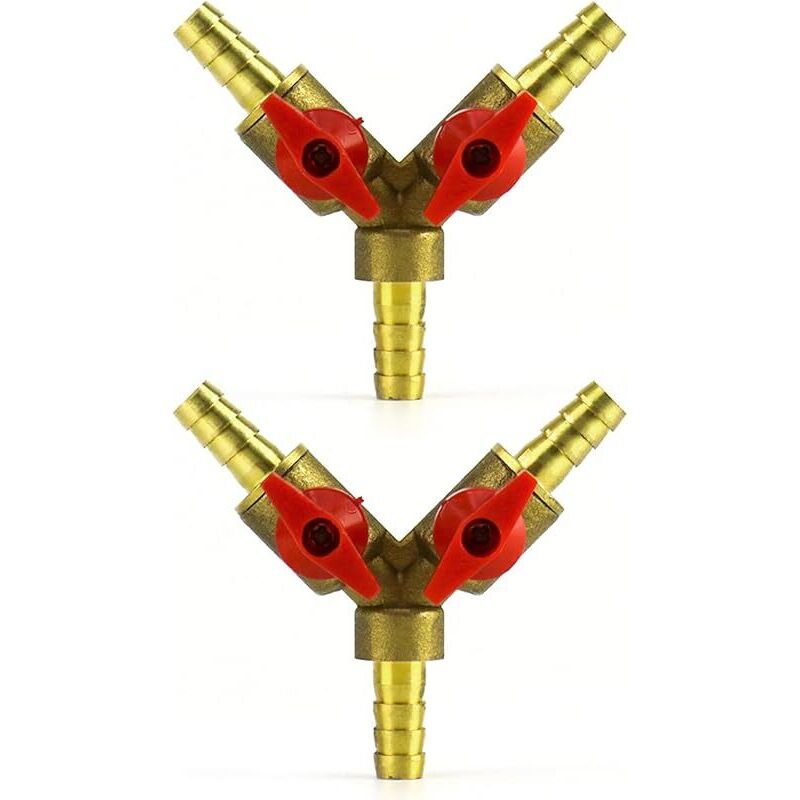 3-wege-schlauchverteiler, Messing-zink-legierung, 8-mm-kugelhahn Für Wasser, Öl Und Gas Zur Gartenbewässerung (2 Stück)