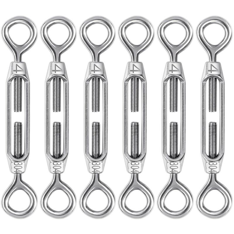 6-teiliges Kabelspannschloss-set, M4 Edelstahl 304 Drahtspannschloss, Verstellbares Ösen- Und Ösenspannschloss, Hochleistungsspannschloss Für Gartenzäune, Hänge- Und Geländerkabel