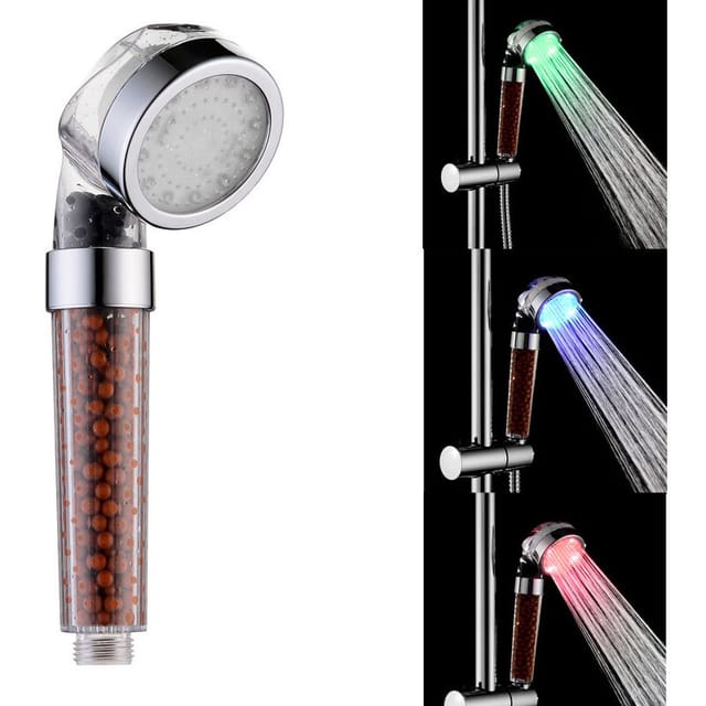 Temperaturregelung, dreifarbige Lichtbox, LED-Regenduschkopf zum Aufrollen, universelle, mehrfarbige Temperaturregelung, geeignet für das Badezimmer