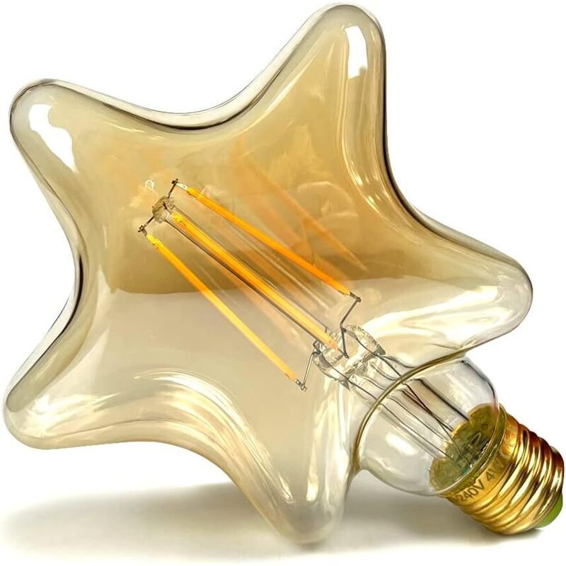 Vintage Led-lampe 4w Warmweiß 2700kelvin Große Kristall-led-lampe 220/240v Edison-schraubsockel E27 Spezial-dekorationslampe G125 (stern) [energieklasse D]