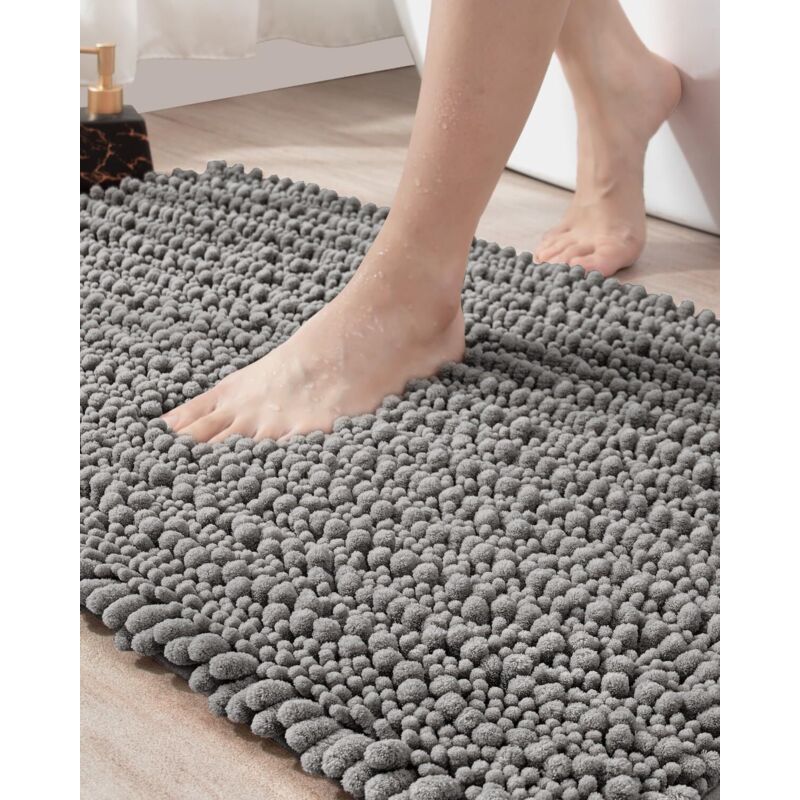 Rutschfeste, Saugfähige Und Weiche, Waschbare Chenille-badematte Für Badewanne, Wc, Dusche Und Eingangsbereich, 50,8 X 81,3 Cm, Grau