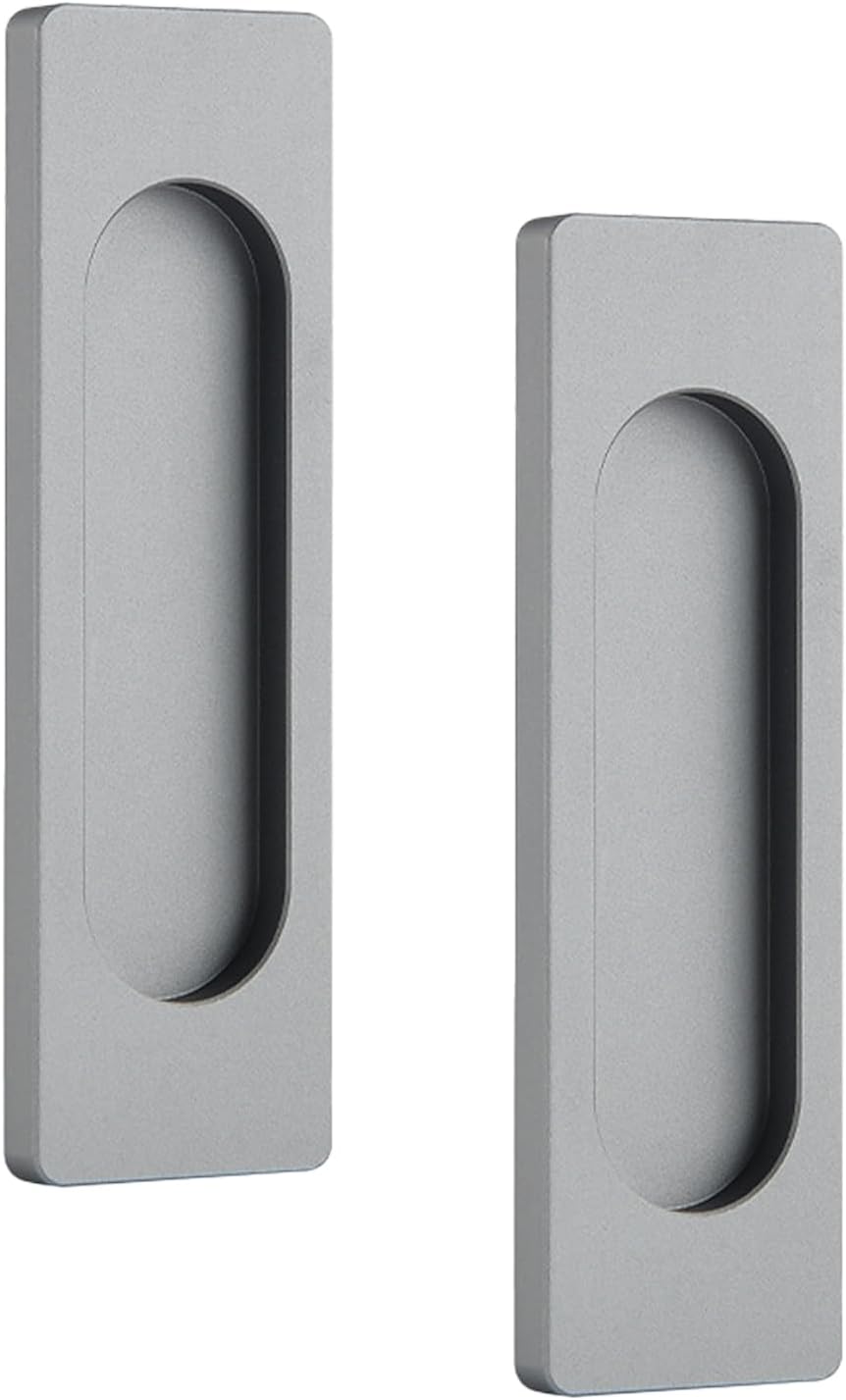 Ovaler Schiebetürgriff Aus Selbstklebender Aluminiumlegierung, Flächenbündig, Ohne Vorbohren, Für Schiebetüren, Fenster Und Schränke (mattgrau, 100 Mm), 2er-pack