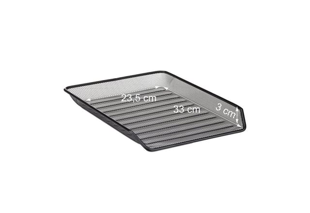 Relaxdays - Dokumentenablage, 5 Fächer, Briefablage, Mesh-Metall, HxBxT: 37,5 x 30 x 35,5 cm, A4 Ablagesystem, schwarz