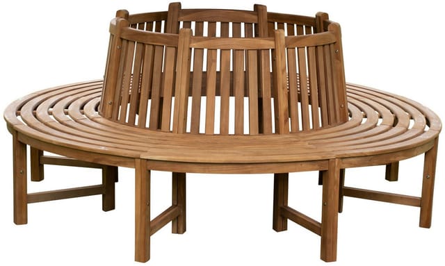 Teak-Baumbank Nila mit Rückenlehne 360 Grad braun