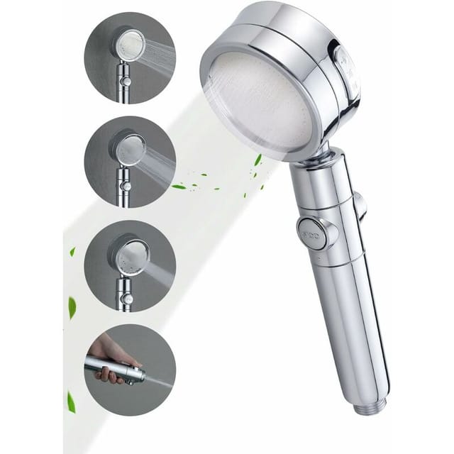 Duschkopf Mit Aktivkohlefilter. 360° Schwenkbare Handbrause. Wassersparender Und Drucksteigernder Duschkopf. 3-strahlige Handbrause Mit Ein-/ausschalter. Duschkopf