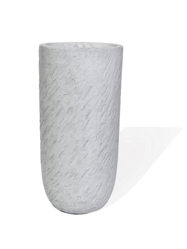 Blumenkübel Pflanzkübel aus Fiberglas Pflanzübertopf ø24xH49 cm Elfenbeinfarben Rund Übertopf - Köhko