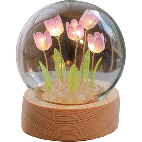 Dekorative Tulpenförmige Nachtleuchte, Lila, Für Zuhause