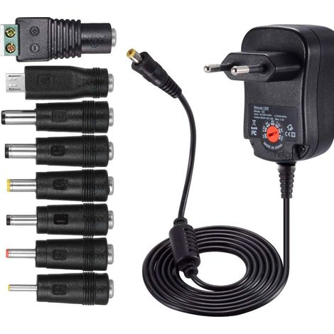 – 12-w-universal-netzteil (ac/dc, 3 V Auf 12 V) – 8 Wählbare Anschlüsse – 115 Cm Kabel – Maximalstrom: 1000 Ma