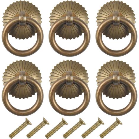 6 Stück Vintage-möbelgriffe, Schubladenringgriffe, Antike Griffe, Möbelknöpfe Für Küchenschrank-, Kommoden- Und Schranktüren (antik)