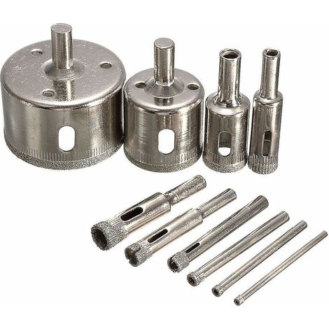 10-teiliges Diamant-lochsägen-set (3-50 Mm), Körnung 100, Für Fliesen Und Glas