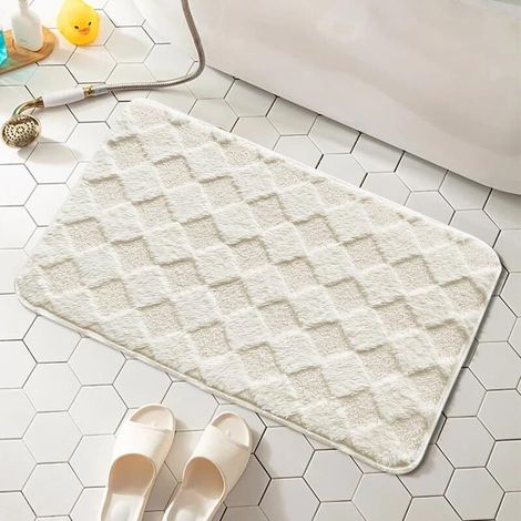 Csparcv 1 Stück Rutschfeste Und Komfortable Badematte Aus Weicher, Wasserabsorbierender Mikrofaser, Weiß, 50 X 80 Cm