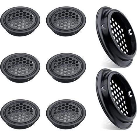 Lntyq Set Mit 8 Runden Edelstahl-lüftungsgittern Für Küchenmöbel, Edelstahl-lüftungsgitter (53 Mm, Schwarz)