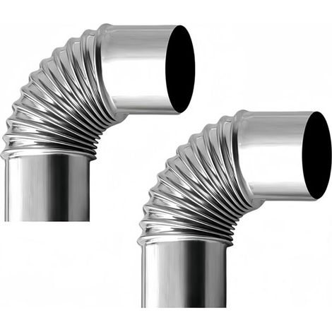 Set Mit 2 Edelstahl-schornsteinrohren (60 Mm), 90°-schornsteinrohr-winkeladapter, Verlängertes Schornsteinrohr, Camping-schornsteinrohr