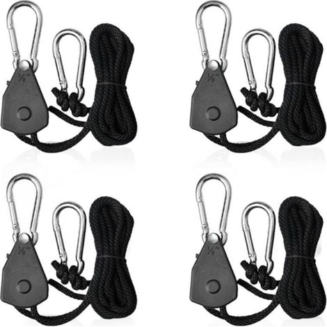 Set Mit 4 Verstellbaren Ratschen-kordelspannern Mit 1/8"-haken. Geeignet Für Pendelleuchten.