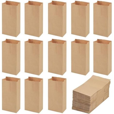 Lntyq – 100er-pack Kraftpapiertüten (9 X 5,5 X 18 Cm) – Braune Geschenktüten Für Süßigkeiten Und Kleine Artikel – Umweltfreundlich Und Nachhaltig