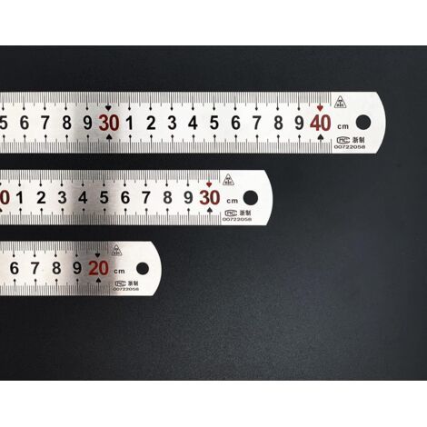 Ahlsen Set Mit 3 Edelstahl-linealen: 40 Cm, 30 Cm, 20 Cm, Doppelseitige Metrische Und Imperiale Markierungen Für Holzbearbeitung, Modellbau, Malerei Und Messen