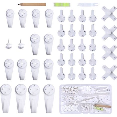 Cyslmuk – Set Mit 43 Wandhaken Zur Bohrfreien Montage – Hochwertiger Kunststoff – Für Holzoberflächen Und Wandverkleidungen – Bilderrahmenaufhänger – 43 Stück