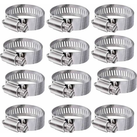 12 Stück (16–25 Mm) Schlauchschellen Aus Edelstahl 304, Verstellbare Edelstahl-schlauchklemmen Für Haushalt, Wasserleitungen, Gastanks, Kfz-schläuche