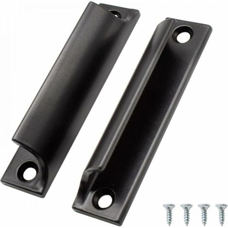 Set Mit 2 Schwarzen Aluminium-möbelgriffen Für Küchenschränke Und Schiebetüren