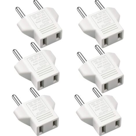 Ahlsen Us-eu-adapter, [6er-pack] 2-polig (china) Auf Us/eu (frankreich, Deutschland, Spanien, Ägypten Usw.) – Weiß
