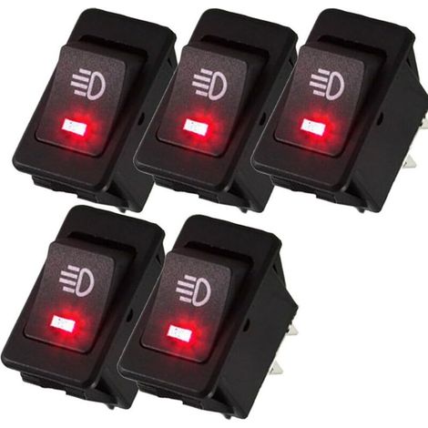 Lntyq 5 X 12v Roter Auto-motorrad-nebelscheinwerfer-wippschalter Druckknopf Led 4-pin Wasserdicht