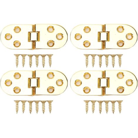 Satz Mit 4 Klappscharnieren (180°) – Zinklegierung – Hochglanzgoldene Oberfläche – 2,2 Mm Dick