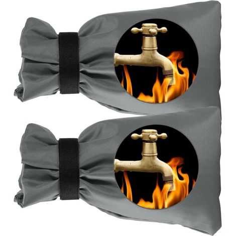 Set Mit 2 Frostsicheren Wasserhahn-überzügen – Wasserdichte Außenwasserhahn-überzüge, Gartenwasserhahn-socken, Grau