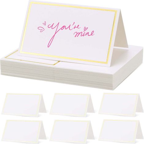 40 Leere Tischkarten Mit Goldfolienrand Für Hochzeiten Und Veranstaltungen, Partyzubehör