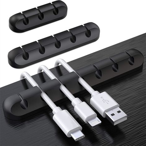 Set Mit 3 Tischkabelhaltern, Kabelorganisatoren Für Den Schreibtisch, Schwarz, Modell 357