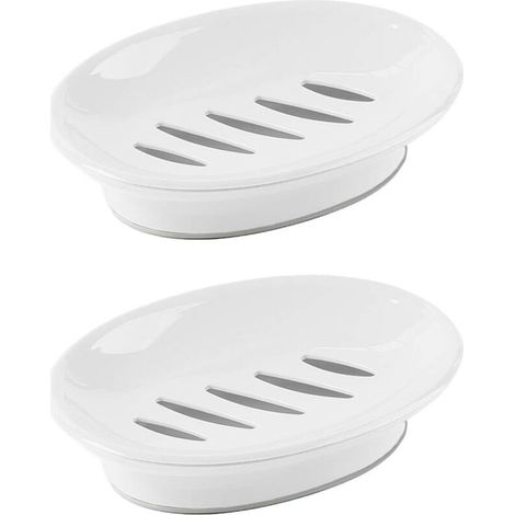 Set Mit 2 Seifenablagen, Leicht Zu Reinigender Seifenaufbewahrung, Abtropfstopp, Seifenhalter Für Dusche, Badezimmer, Küche (weiß)