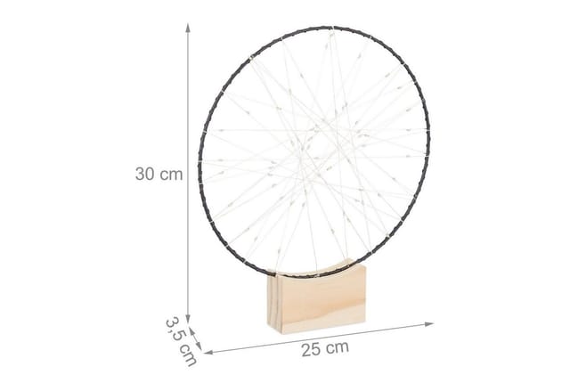 Relaxdays - led Ring Deko, für Tisch & Fensterbank, mit Fuß, ø 25 cm, ganzjährig, Metallkranz, batteriebetrieben, silber