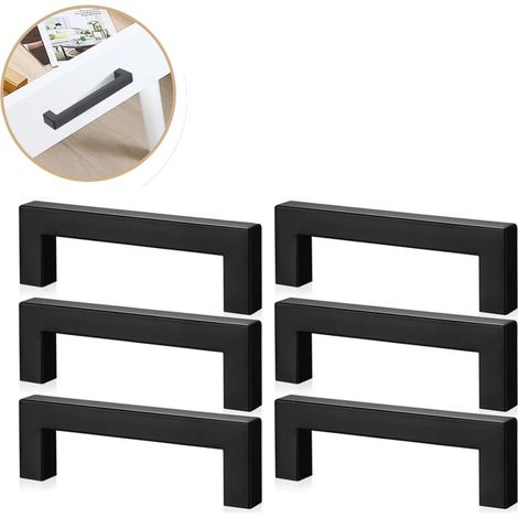 6 Stück Schwarze Edelstahl-möbelgriffe, 128 Mm, Edelstahl-küchengriffe, Moderne Schubladengriffe Für Küchen-, Badezimmer- Und Schrankschränke