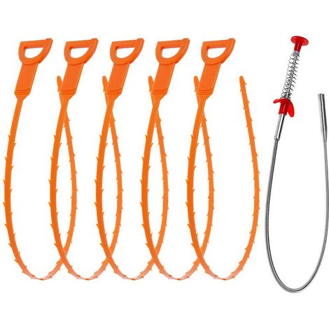 Abflussspirale, Professionelle Spülbecken-reinigungsspirale, Duschhaarentfernungsset Mit Flexibler Klauenzange Für Arbeiten In Engen Zwischenräumen, 6er-pack