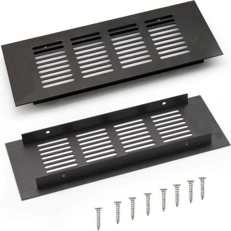 2 Stück Einbau-lüftungsgitter Aus Aluminium, 200 Mm Abgewinkeltes Lüftungsgitter Zur Belüftung Von Schränken Und Schlafzimmern (schwarz)