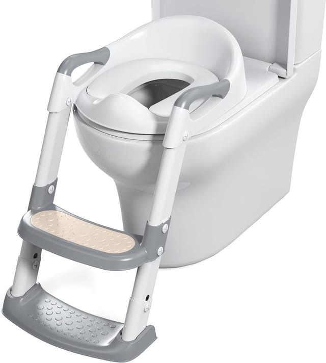 Toilettenverkleinerer, Baby-Töpfchen-Toilette, Kinder-Toilettensitzerhöhung, rutschfeste Unterlage mit Griffen, höhenverstellbar, klappbarer Hocker,