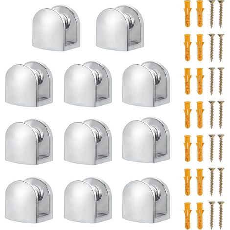 Zolginah Set Mit 14 Verstellbaren Glasstützen Aus Zinklegierung Für Massive Glasregale Für Bücherregale, Vitrinen, Badezimmer-glasregale (5–8 Mm)