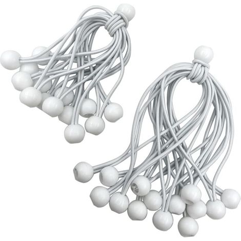 Elastische Bungee-seile, 30-teiliges Set Planenspanner Für Elastische Haken Mit Kunststoffkugeln, Elastische Planenspanngurte, Weiß, 150 Mm Und 200 Mm