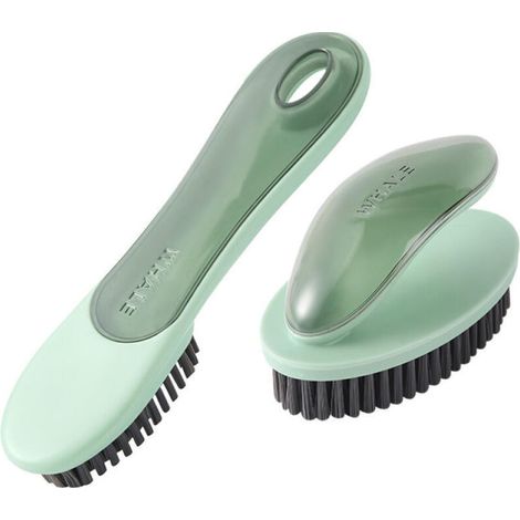 Fleckenentfernerbürste, Wäschebürste, Weiche Wäschebürste, Schuhbürste, Sneakerbürste, Kleiderbürste, Stoffbürste, Scheuerbürste, 2er-set (grün)