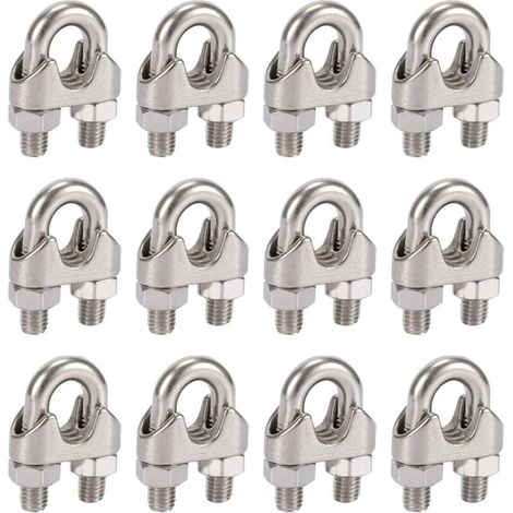 Packung Mit 12 Kabelbindern M5 Aus Edelstahl 304 Mit Doppelclips Für Wäscheleinen, Markisen Und Befestigungen
