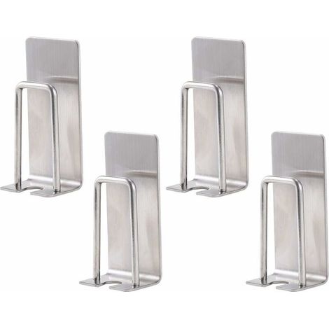 Set Mit 4 Zahnbürstenhaltern Aus Edelstahl – Wandmontage – Für Tassen, Becher Und Zahnbürsten – Wasserdicht Und Selbstklebend – Kein Bohren Erforderlich – Für Badezimmer