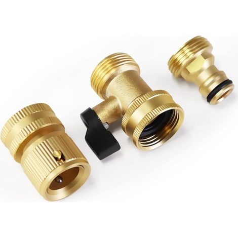 Zolginah Messing-rohrverschraubung 3/4" Außengewinde-wasserhahnanschluss Und Innengewinde-schnellkupplung Sowie Einstufen-kugelhahn (3 Stück)