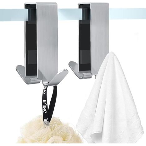Lntyq 2er-pack Handtuchhaken Ohne Bohren – Edelstahl – Duschkabine – Handtuchhalter – Doppelseitig – Für Glasstärken Von 0,6 Bis 1,1 Cm – Länge
